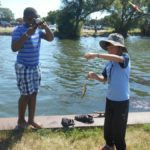 Kids fishing in Starkweather Creek