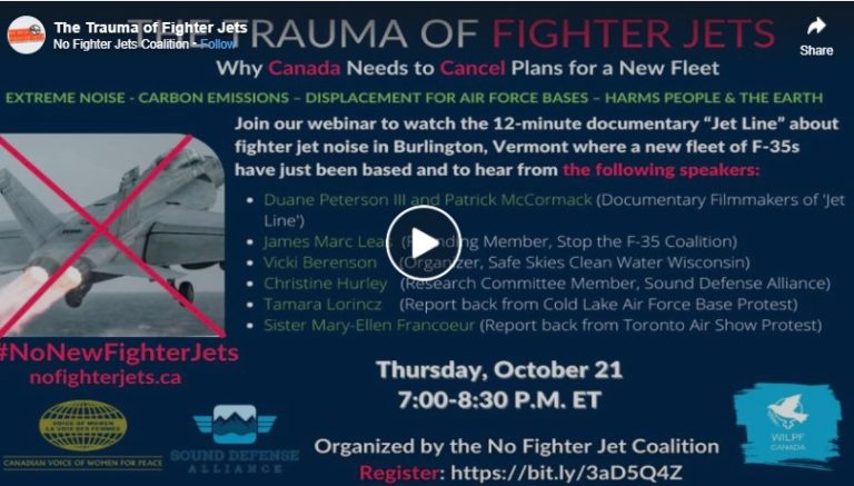 No Fighter Jets Canada presents a webinar with several states