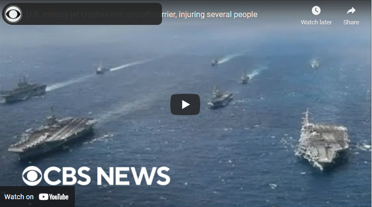 U.S. military jet crashes into aircraft carrier, injuring several people