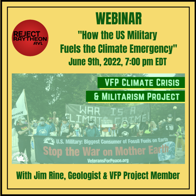 Webinar: How the US Military Fuels the Climate Emergency – June 9, 6:00 pm CT