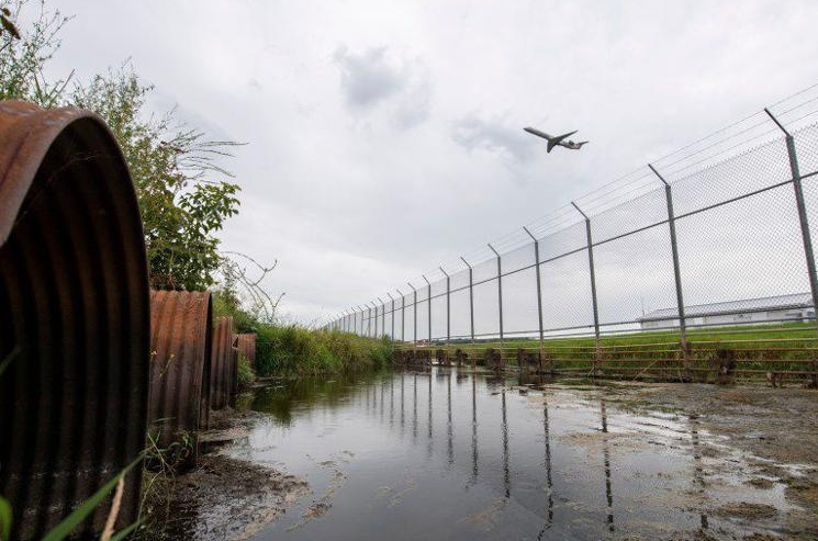 Starkweather Creek with plane flying over